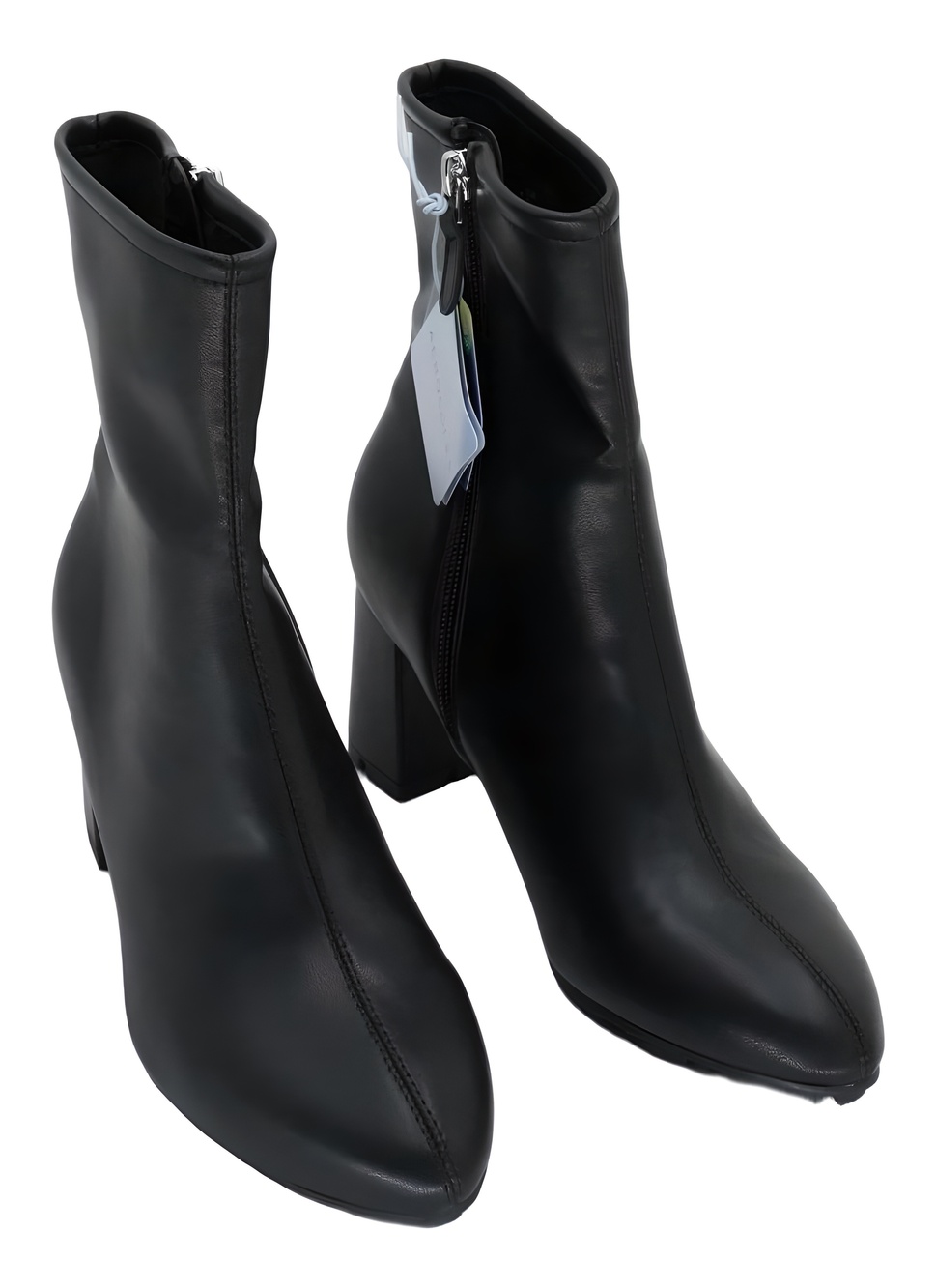 Aerosoles Baylor Dress Bootie Round Toe Black Stretch Faux Leather Size 6.5M